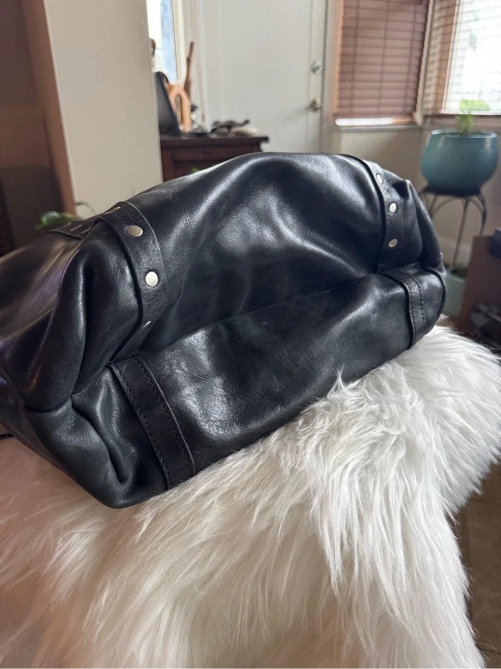 Patrica Nash Black Stud-Trim Leather Tote Bag